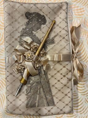⚜️ Handmade Champagne Silk & Lace Journal Cover ⚜️